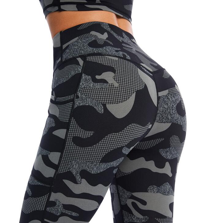 Women’s Camouflage Sports Suit – Polyester Fitness Workout Set, Summer Activewear
