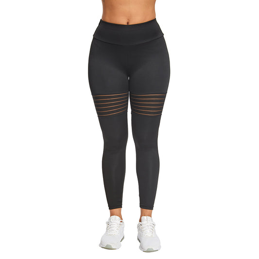 Women’s Breathable Mesh Yoga Pants – Flexible Polyester Spandex Workout Leggings