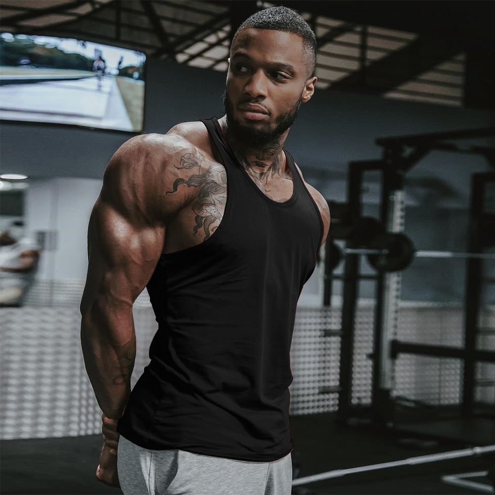 Men’s Muscle Stringer Tank – Y‑Back Gym Vest
