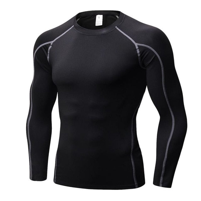 Men’s Quick Dry Long Sleeve Fitness T‑Shirt – Breathable Polyester Spandex Gym Top