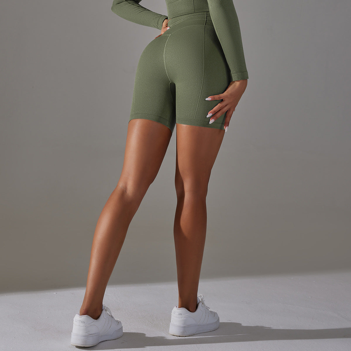 Women’s Seamless High‑Waist Yoga Shorts – Butt‑Lifting Jacquard Design