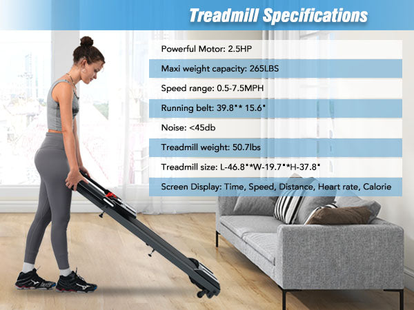 Folding Treadmill 2.5HP with Incline & Bluetooth Speaker