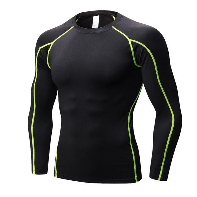 Men’s Quick Dry Long Sleeve Fitness T‑Shirt – Breathable Polyester Spandex Gym Top