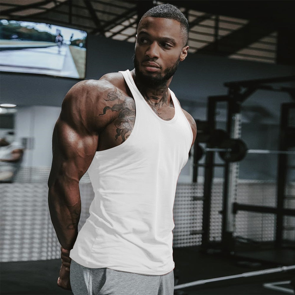 Men’s Muscle Stringer Tank – Y‑Back Gym Vest