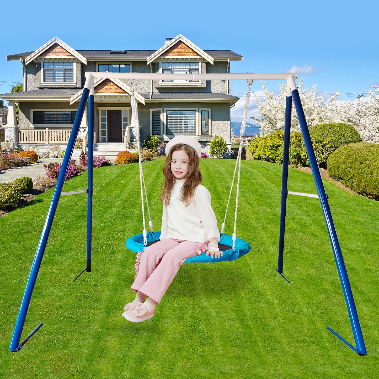 Kids Outdoor Saucer Swing Set