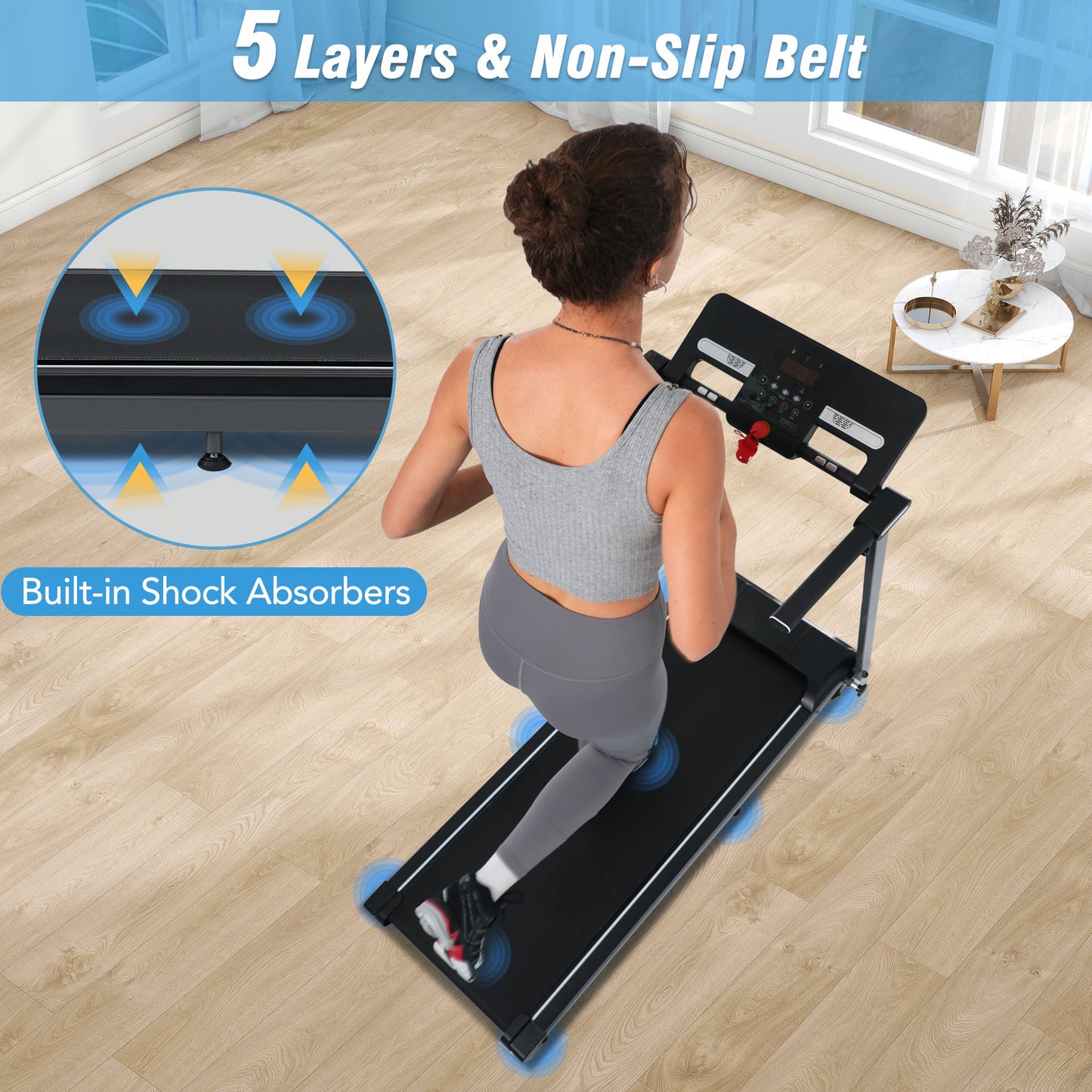 Folding Treadmill 2.5HP with Incline & Bluetooth Speaker