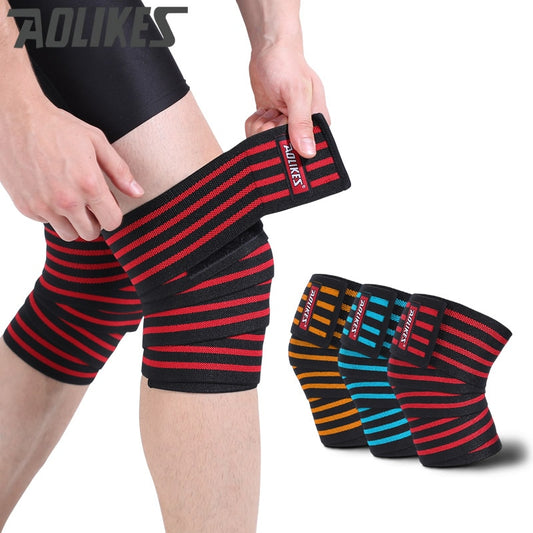 AOLIKES Knee Wraps for Weight Lifting & Fitness (180x8cm)