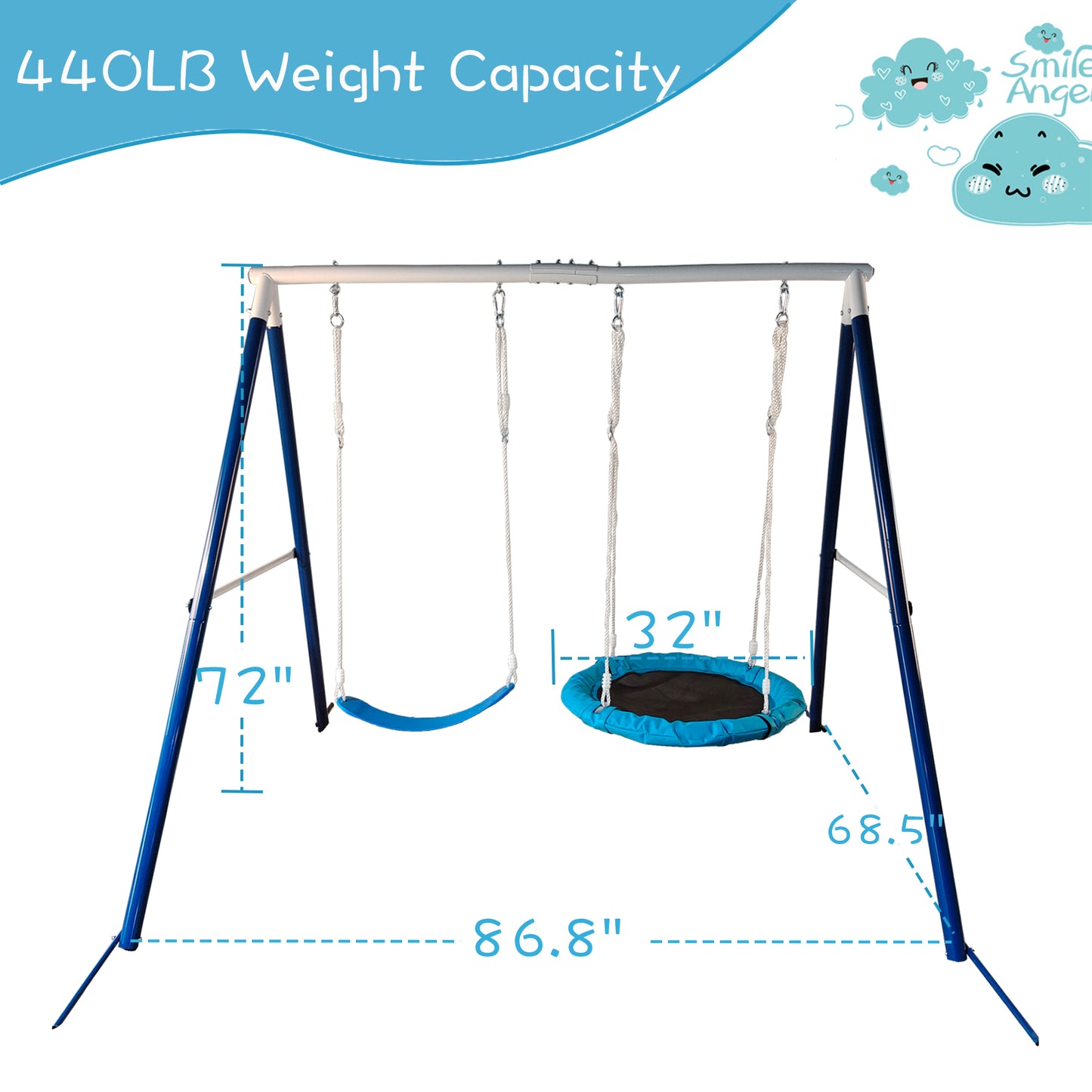 Kids Backyard Metal Swing Set