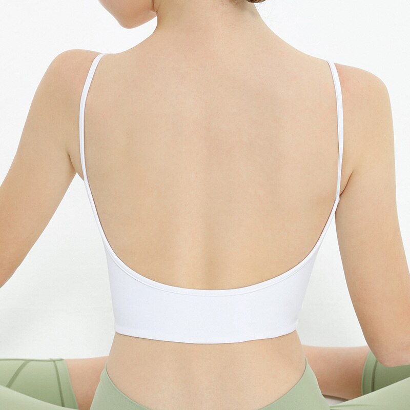 U Back Sport Underwear Push-up High Support Yoga Bra Gym Elastic Beautiful Workout Crop Top Women Thin Shoulder Strap