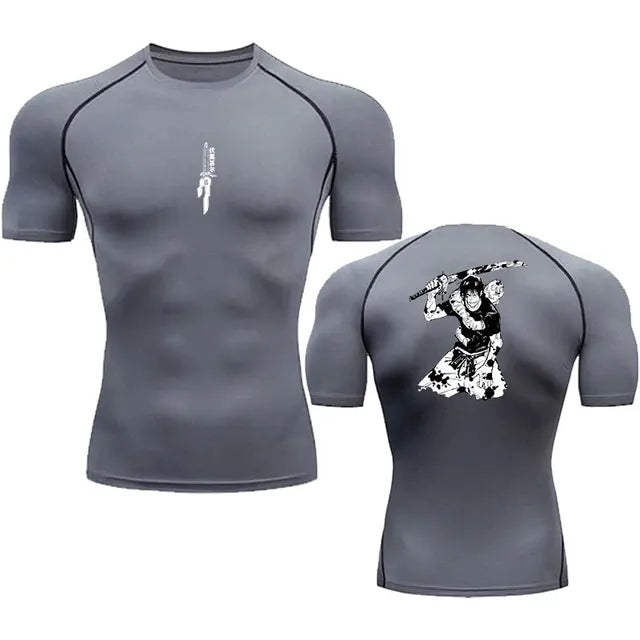 Anime Compression Shirt for Men → Quick Dry Sportswear → Tight Fit Gym & Football Top → Breathable Polyester