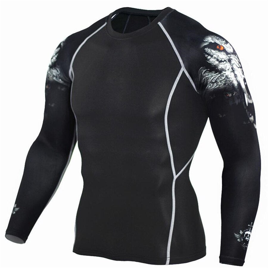 Men’s Wolf 3D Compression T‑Shirt – Fitness Running Gym Top