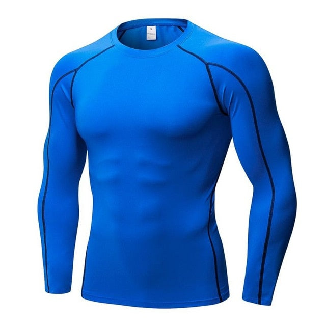 Men’s Quick Dry Long Sleeve Fitness T‑Shirt – Breathable Polyester Spandex Gym Top
