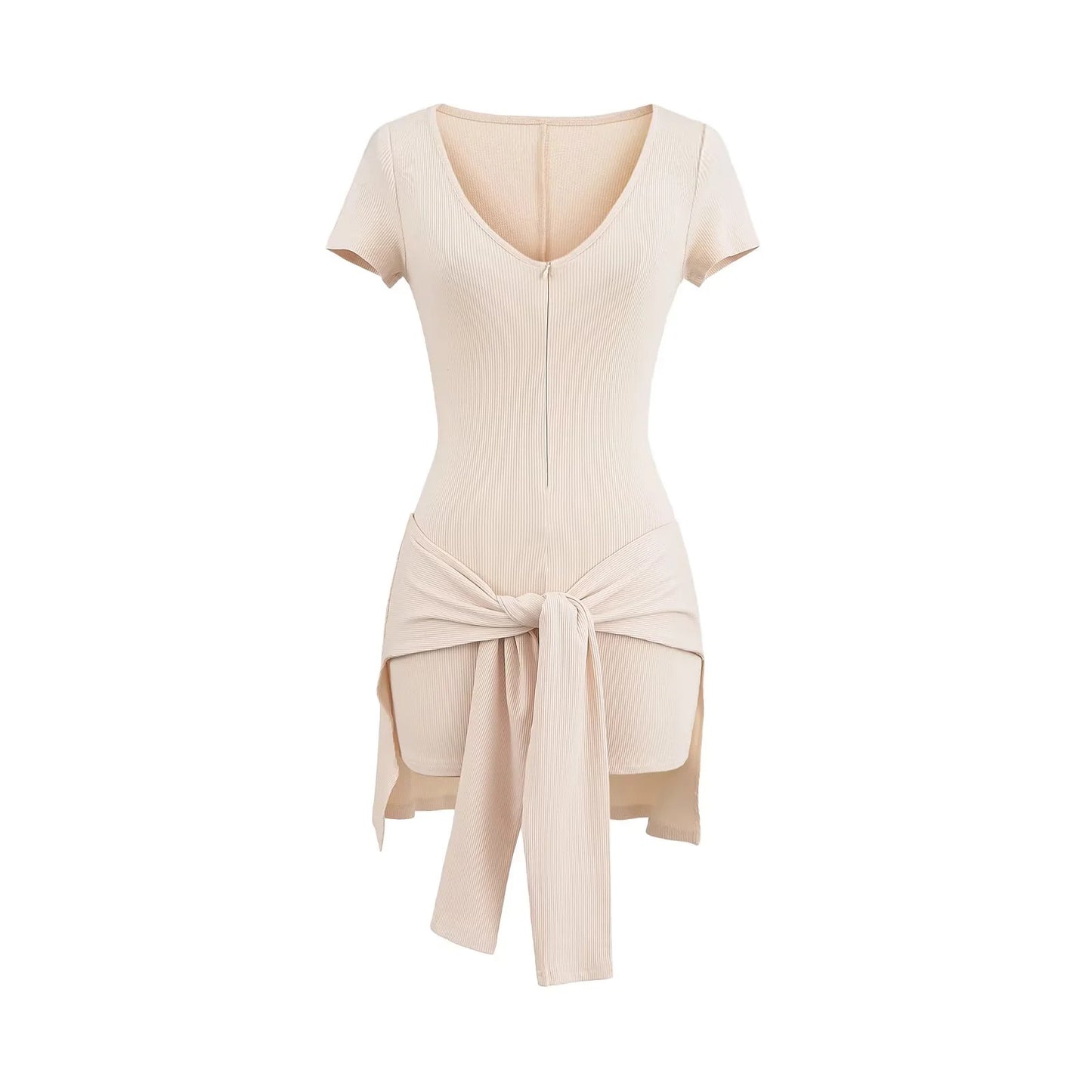 Women’s Deep V‑Neck Fitness Jumpsuit – Three‑Quarter Sleeve Rayon Activewear