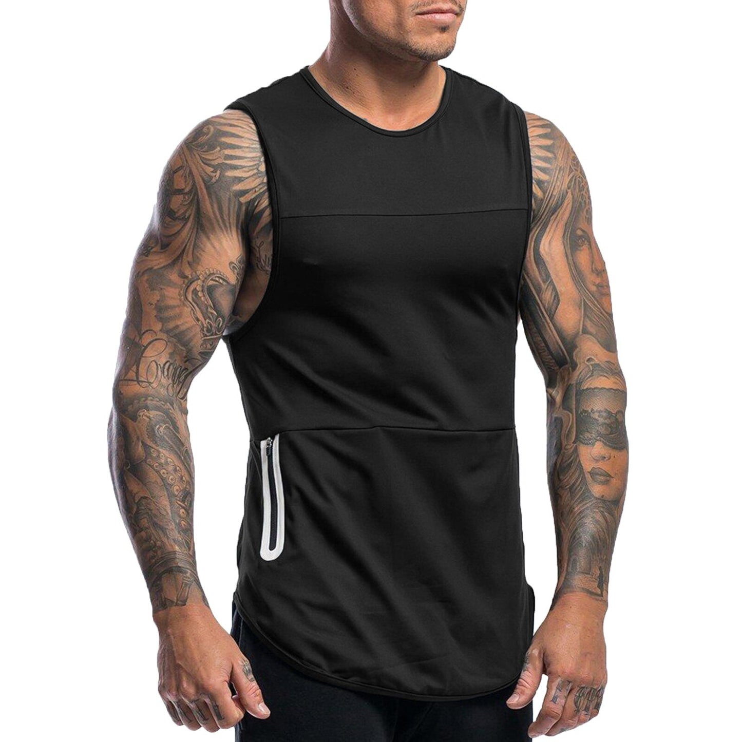 Men’s Zip‑Pocket Tank Top – Summer Fitness Vest