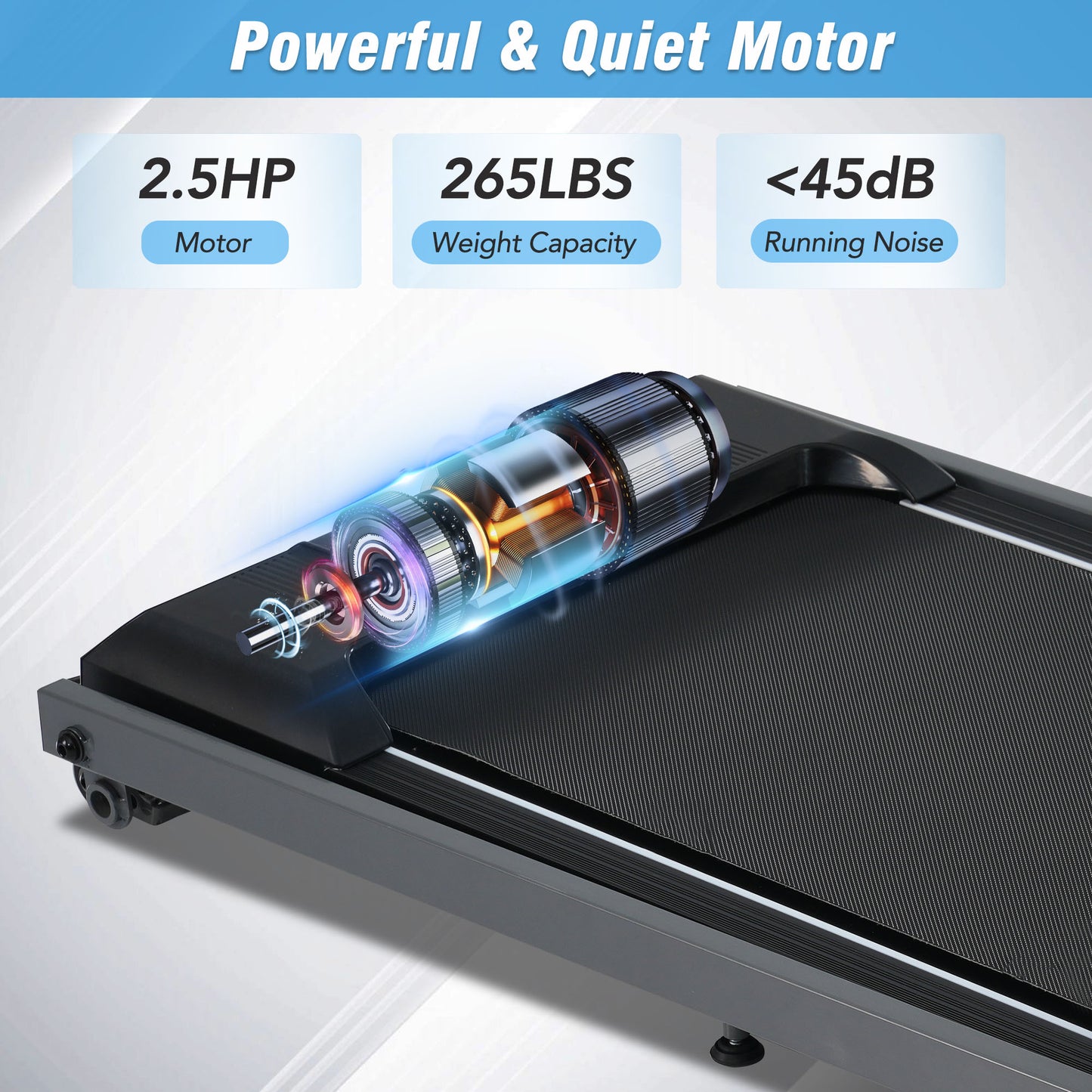 Folding Treadmill 2.5HP with Incline & Bluetooth Speaker