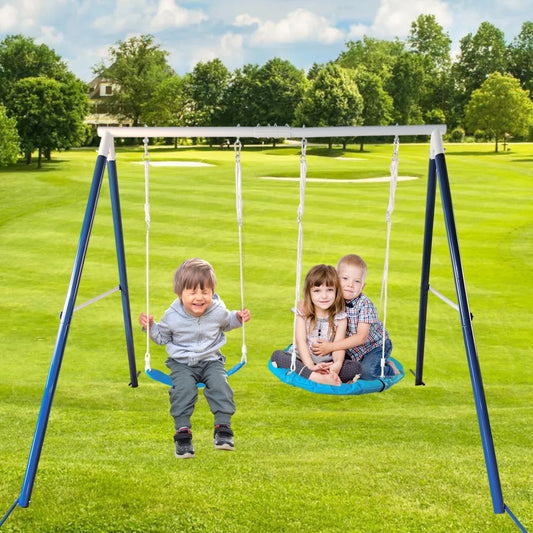 Kids Backyard Metal Swing Set