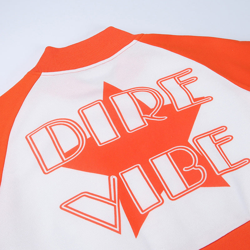 Women’s Printed Colorblock Athleisure Set – Long Sleeve Top & Shorts