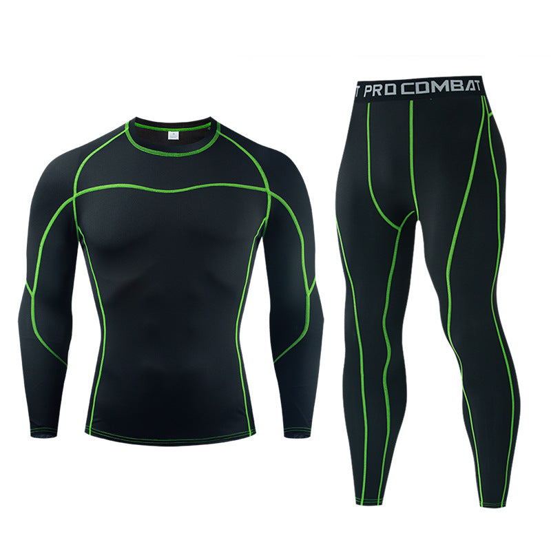 Men’s 3-Piece Compression Training Set – Long Sleeve Top, Shorts & Leggings