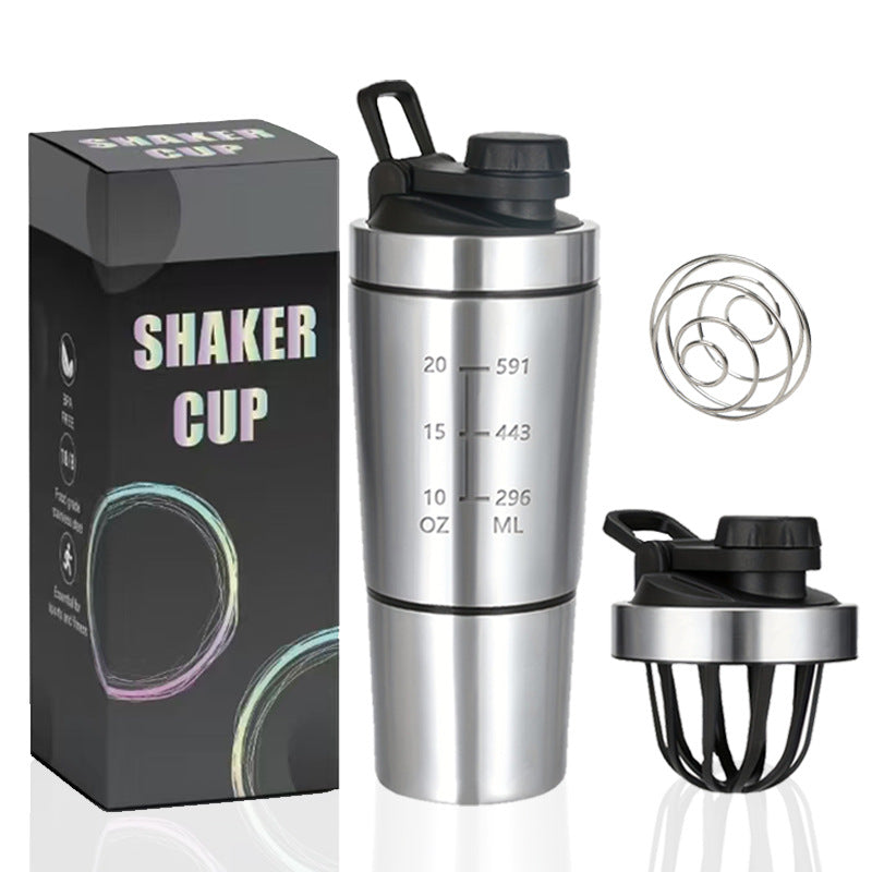 Stainless Steel Protein Shaker Bottle with Storage | Leak-Pr