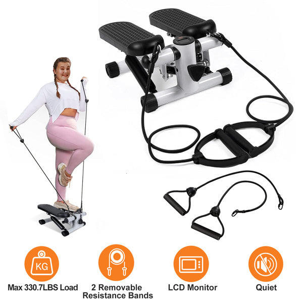 Mini Hydraulic Fitness Step Machine – With LCD & Resistance Bands