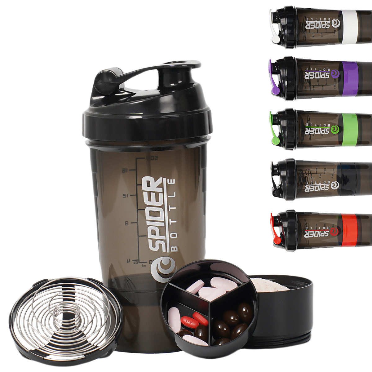 500ml Protein Shaker Cup | 3-Layer Leak-Proof Mixing Bottle with Storage