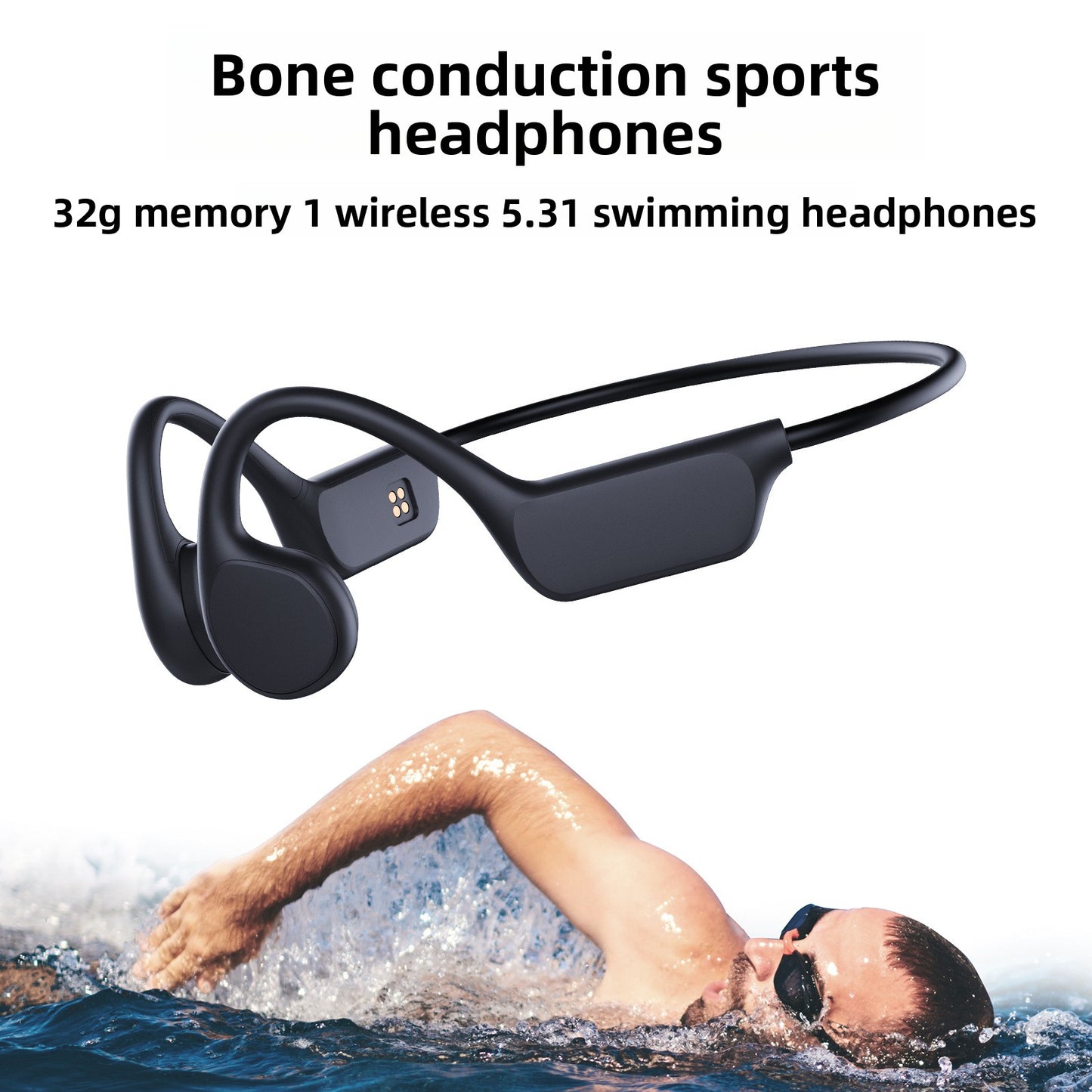 Bone Conduction Bluetooth Headphones | IPX8, 32GB, Open-Ear