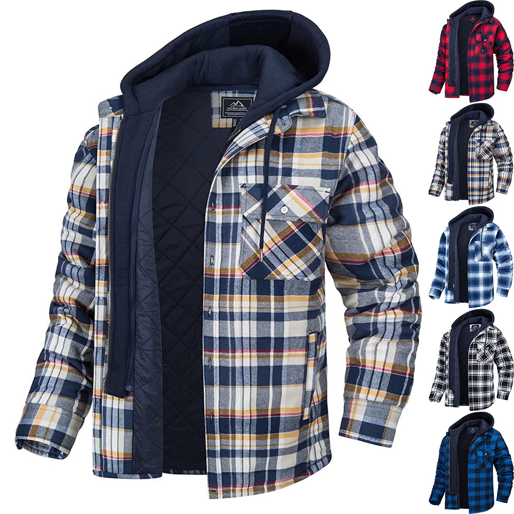 Men’s Plaid Hooded Winter Coat